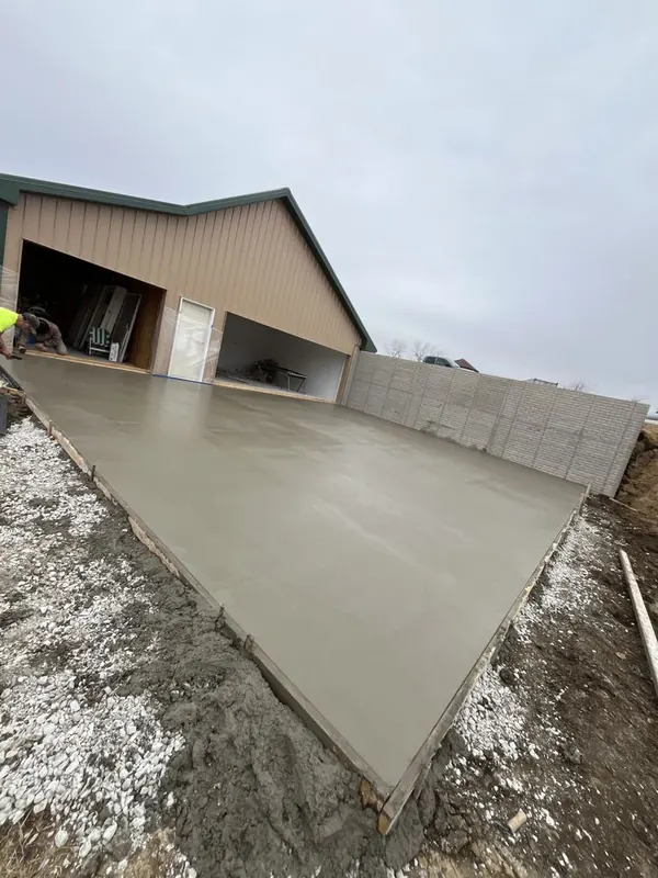Finished concrete shop slab at a pole barn, Medina Concrete job
